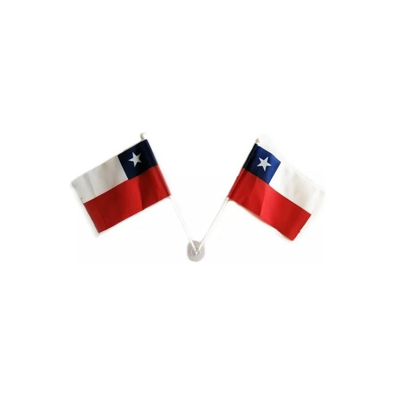 Pack X2 Bandera Decorativa Chile 15x10cm Banderas Fiestas