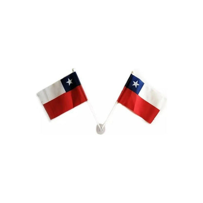Pack X2 Bandera Decorativa Chile 15x10cm Banderas Fiestas