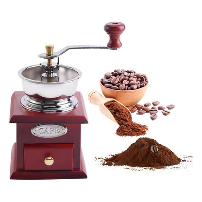 Molinillo Madera Granos Café Deposito Manual Cafetera Color Marrón