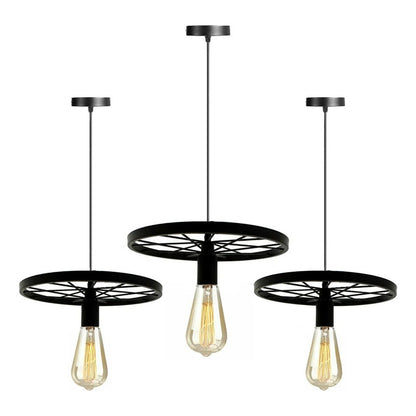 Pack X3 Lampara Colgante Tipo Rueda Rustica Lampara Vintage