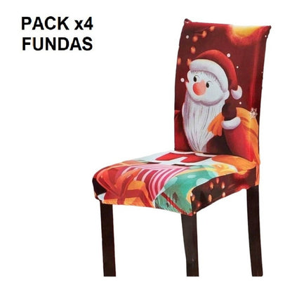 Pack 4 Fundas Navideñas Sillas Fundas Para Sillas De Navidad