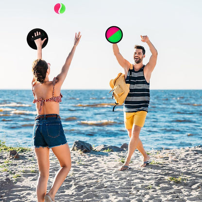 Juego Paleta De Playa Con Velcro Y Pelota Atrapa Pelota