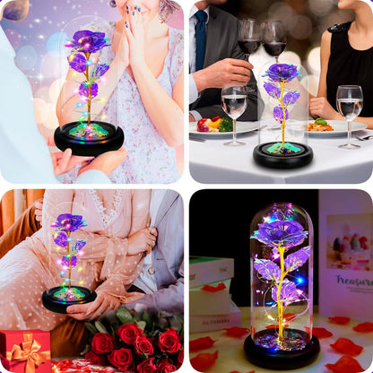 Rosas Eternas Encapsulada Rosa San Valentin Led Vidrio Cupul