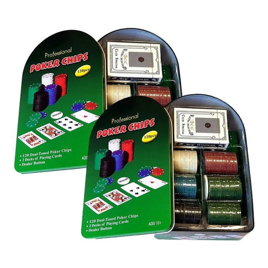 Pack 2 Set Poker Juego De Mesa 120 Fichas Naipes Fichas Poke