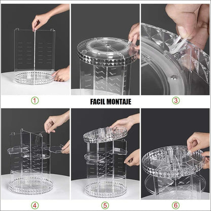 Organizador De Maquillaje Giratorio Organizador 360 Ajustabl