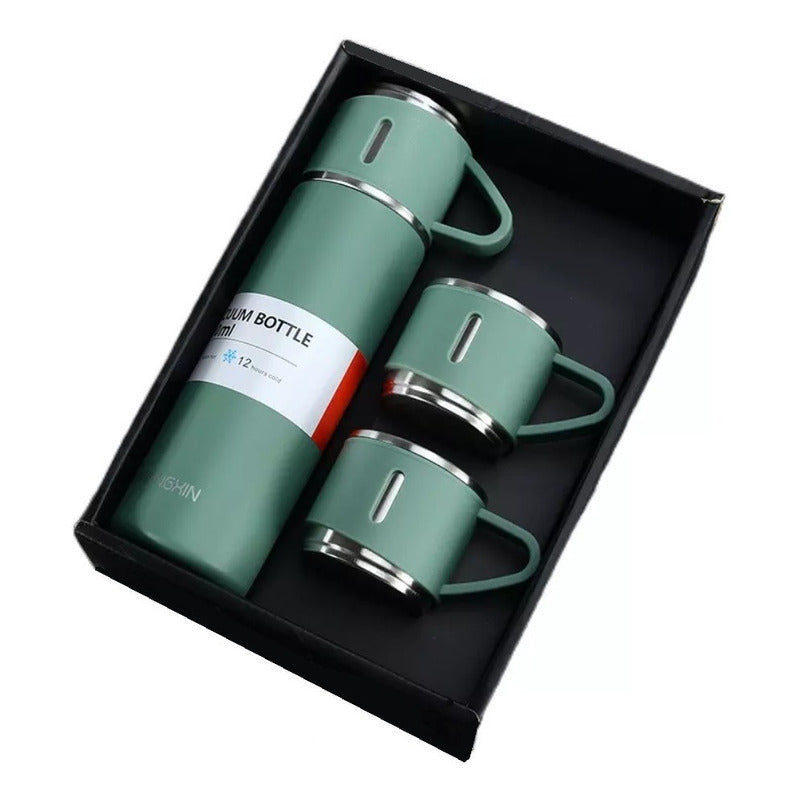 Set Termos Para Agua Caliente Termo Cafe + 3 Tazas 500 Ml