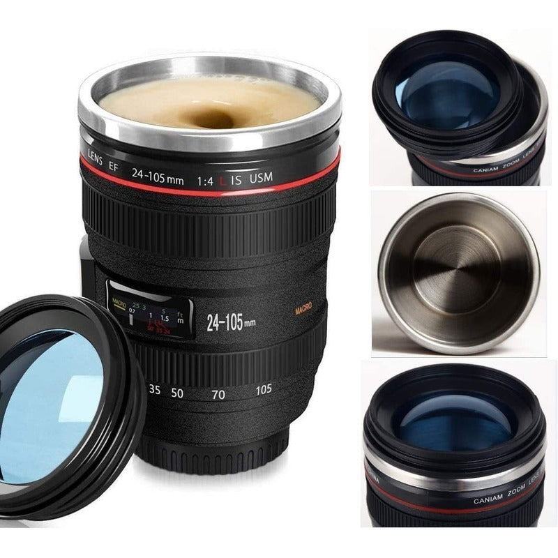 Pack X2 Tazon Vasos Cafe Tazon Mug Termico Tipo Lente Camara