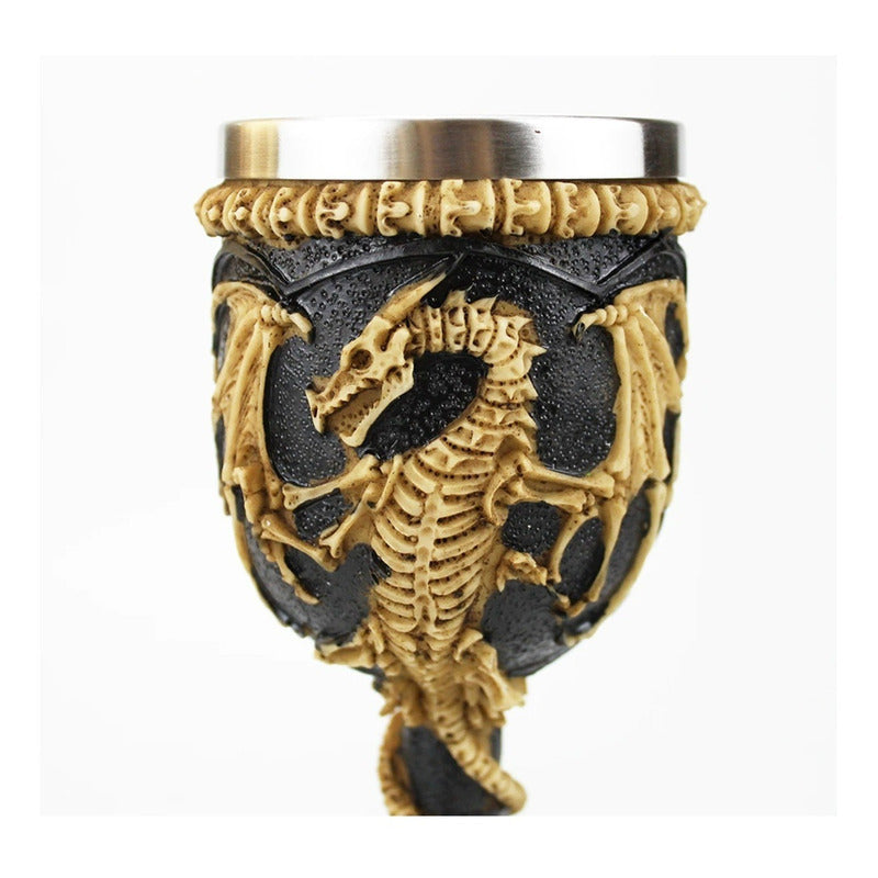 Copa Caliz Dragon Esqueleto Copa Vikingo Gotica Resina