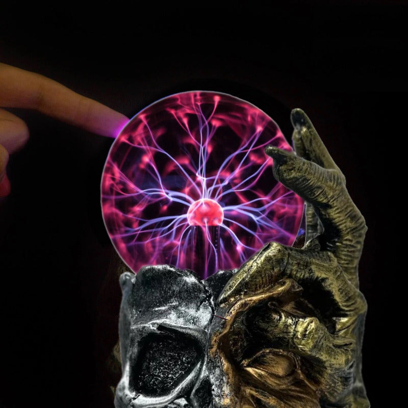 Lampara De Velador Lampara Tesla Plasma Bola Calavera Rayos