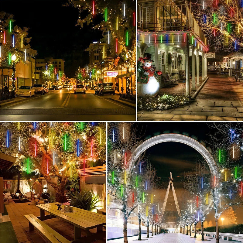 Luces Lluvia De Meteoritos Luces Guirnalda Luces Led Navidad Arcashopping Lluvia De Meteorito Decorativa Navidad Multicolor Cadena De Luces 8 Tubos Cascada De Navidad