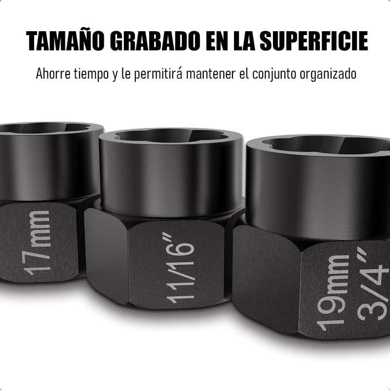 Set Dados Extractores Pernos Y Tuercas 13 Pcs 1/4  A 19mm