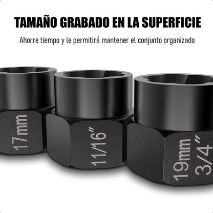 Set Dados Extractores Pernos Y Tuercas 13 Pcs 1/4  A 19mm