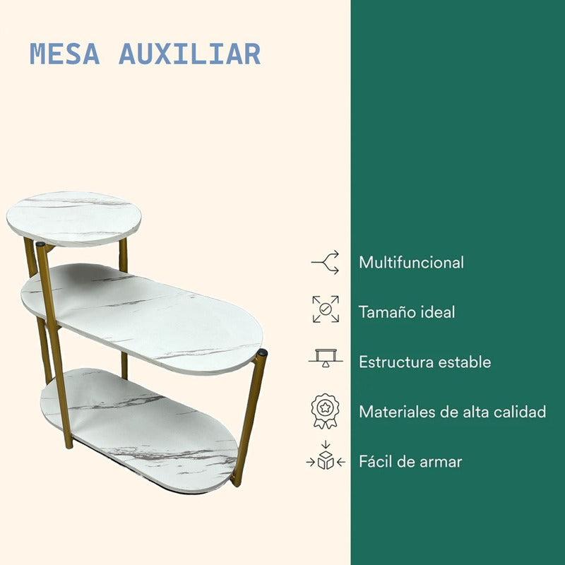 Mesa Centro 3 Niveles Mesa Auxiliar Decorativa Mesa Lateral