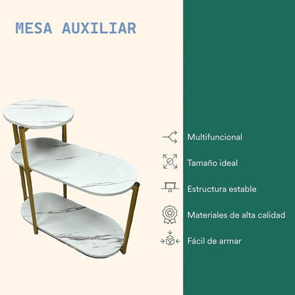 Mesa Centro 3 Niveles Mesa Auxiliar Decorativa Mesa Lateral