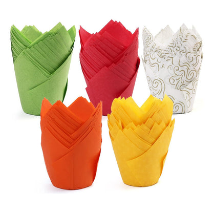 Pack 24 Capsulas De Papel Para Muffins Tulipán Molde Cupcake