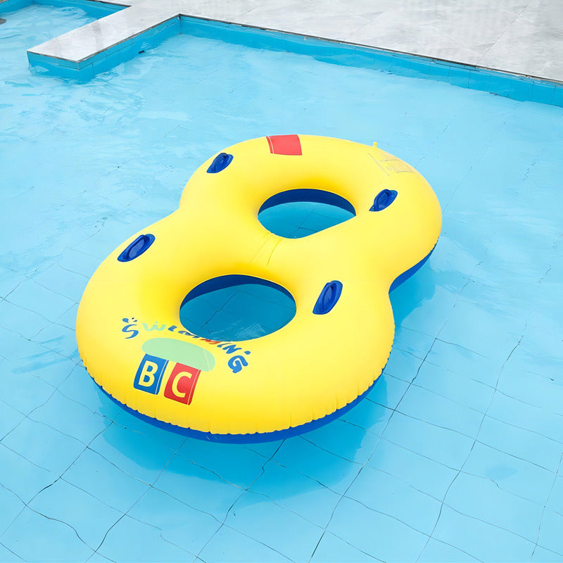 Flotador Inflable Doble Para Piscina Flotadores 2 Personas Color Amarillo