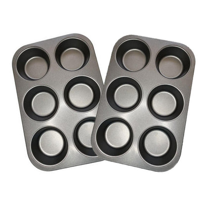Pack X2 Molde Cupcakes 6 Grandes Muffins Metalico Reposteria