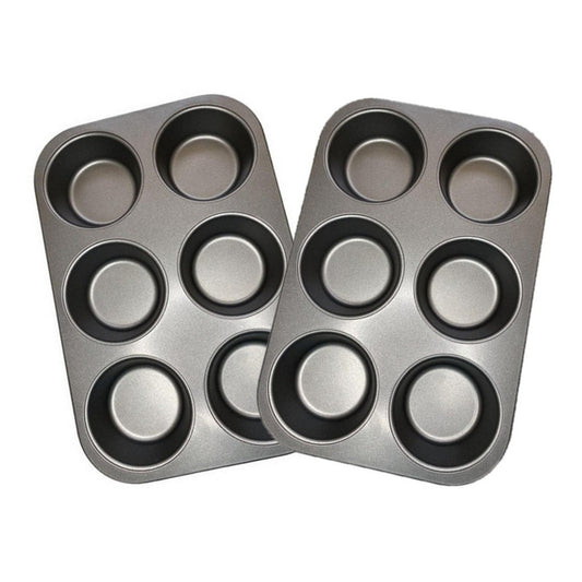 Pack X2 Molde Cupcakes 6 Grandes Muffins Metalico Reposteria