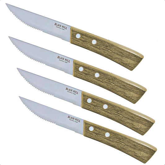 Set De Cuchillos Cuchillo Para Carne Set 4 Cuchillos Steak Black Bull Arcashopping Cuchillos Cocina De Carne Set De 4 Cuchillos Cocina Cuchillos Para Carne Acero Inoxidable Cuchillos Carne De Madera