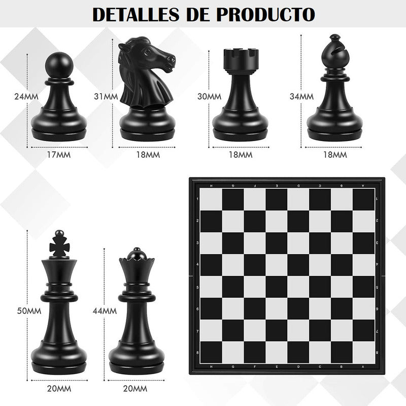 Juego De Ajedrez 31 Cm Tablero De Plastico Magnetico