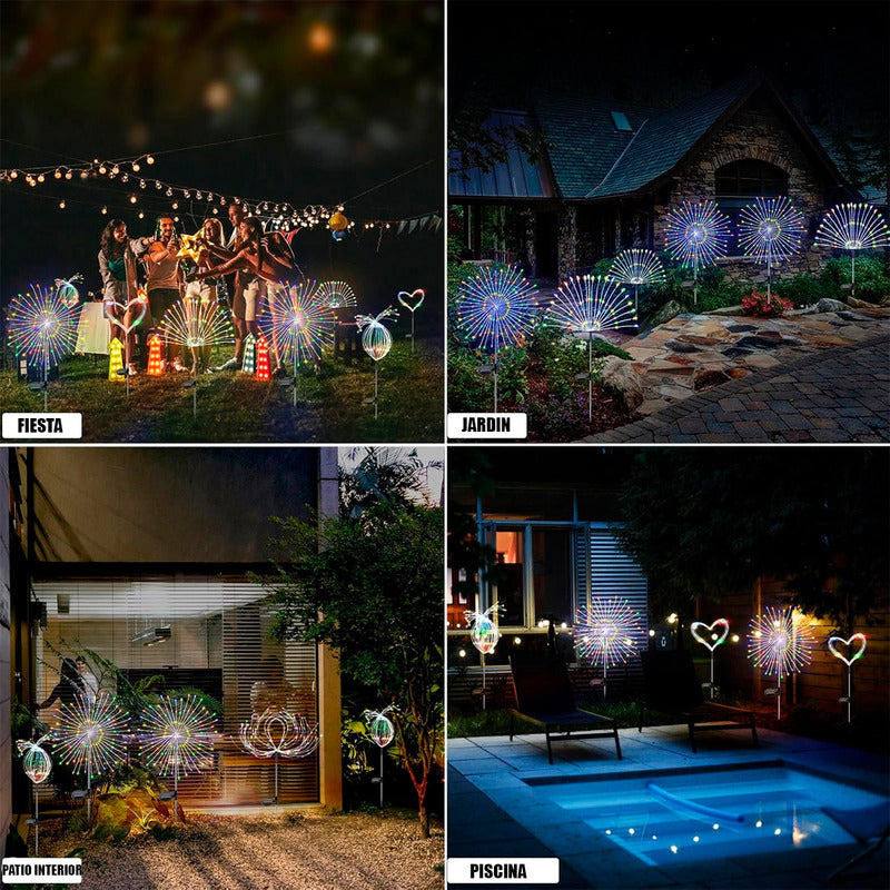 Luces Hadas Navidad Solares Luces Fuego Artificial Exterior