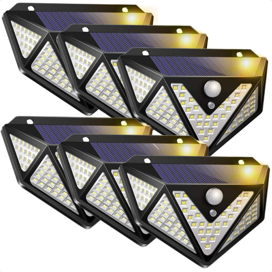 Pack X6 Foco Led Con Sensor Luces Solares Exterior 166 Led