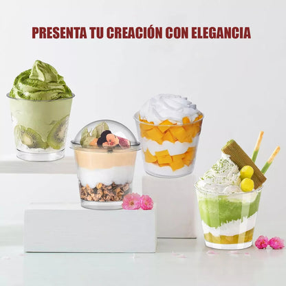 Pack X50 Vasos Acrilicos Desechables Pack X50 Vasos Para Postres Pack Vasos Acrilicos Postres Tapa Pocillos X50 Pack X50 Vasos Acrilico Para Postre Con Tapa Pocillos 210ml Arcashopping