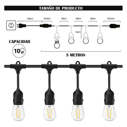 Guirnaldas De Luces Para Terrazas Soquete 5 Mtrs Guirnalda