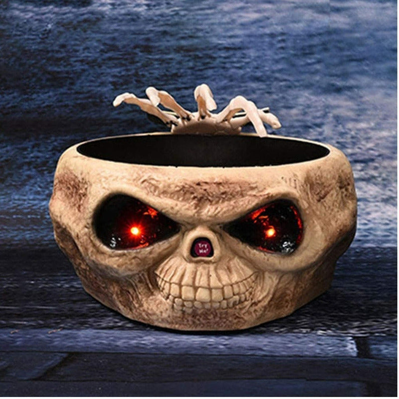 Bowl Dulces Calavera Halloween Mano De Huesos Movimiento