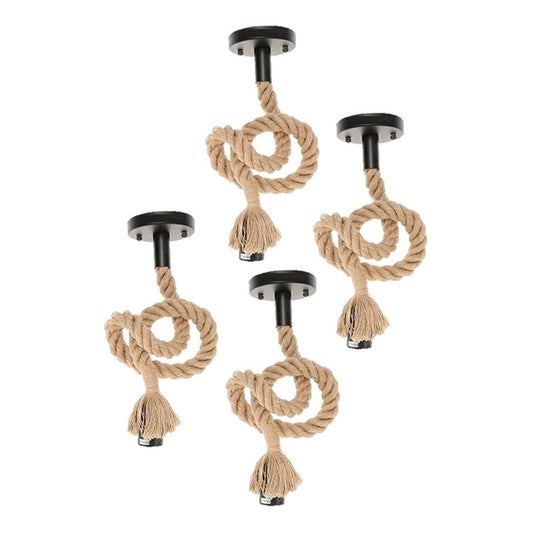 Pack X4 Lampara Colgante Cuerda Marina Vintage Living E27