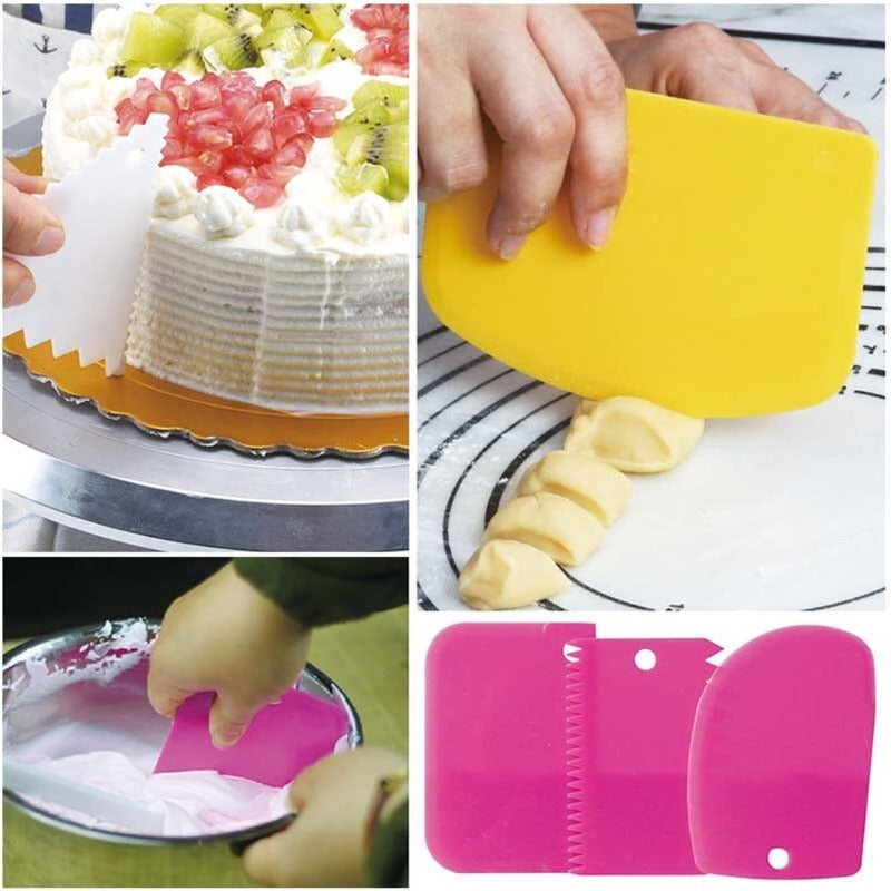 Set 3 Raspadores De Repostería Espátula Texturizadoras Torta