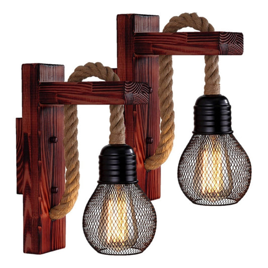 Pack X2 Aplique Muro Exterior Madera Vintage Lámpara Pared