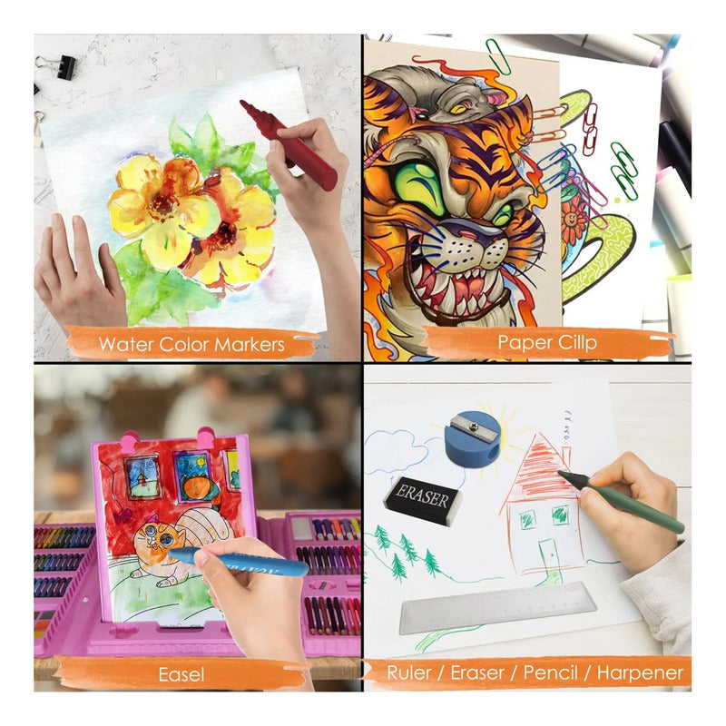 Set De Arte Maleta De Lápices 208pcs Para Colorear Crayones