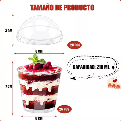 Pack X50 Vasos Acrilicos Desechables Pack X50 Vasos Para Postres Pack Vasos Acrilicos Postres Tapa Pocillos X50 Pack X50 Vasos Acrilico Para Postre Con Tapa Pocillos 210ml Arcashopping