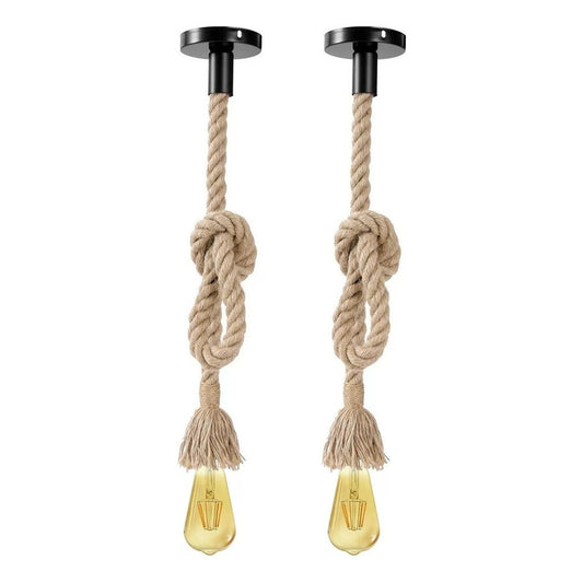 Pack X2 Lampara Colgante Cuerda Marina Vintage Living E27