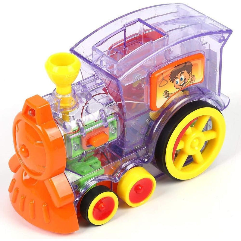 Tren Domino De Juguete Tren Automático Juego Didáctico Color