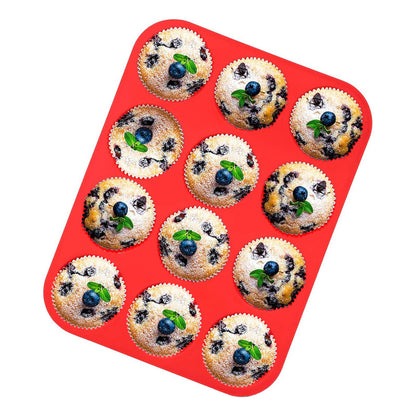 Molde Muffins Molde De Silicona 12 Cup Molde Cupcakes Repost Color Rojo