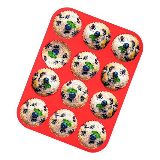 Molde Muffins Molde De Silicona 12 Cup Molde Cupcakes Repost Color Rojo