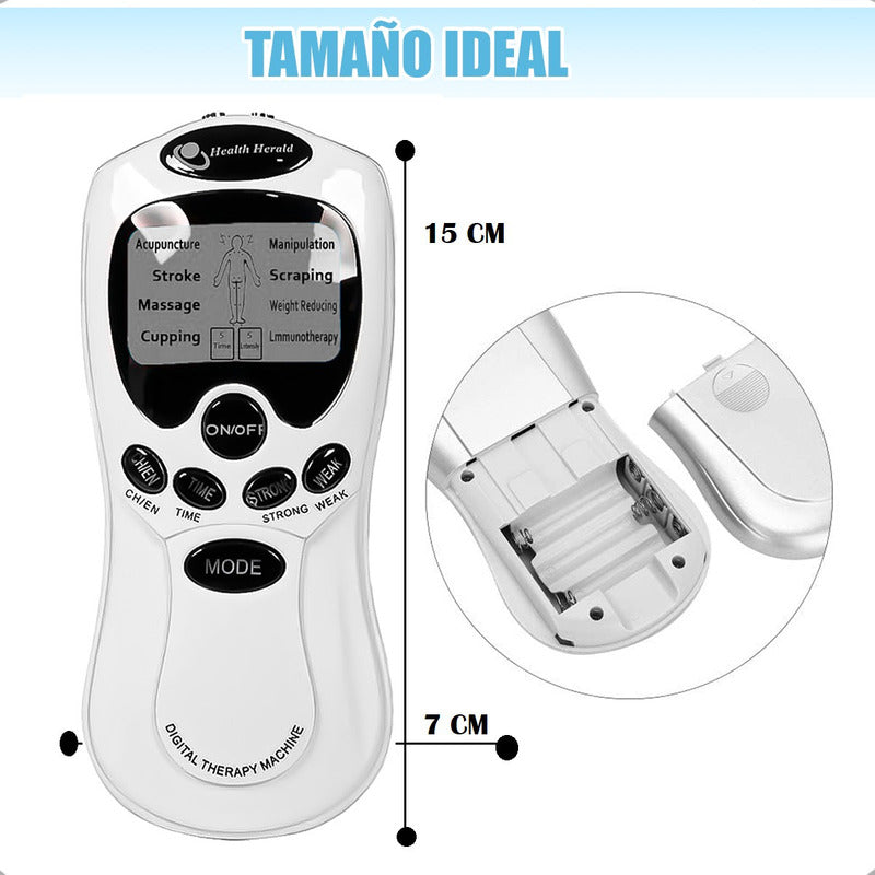 Set Electroestimulador Tens 8 Electrodos Cinta Kinesiologica