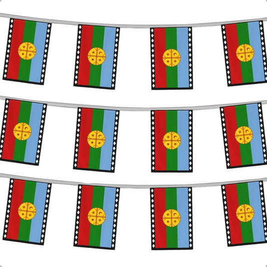 Pack X3 Guirnalda Bandera Mapuche Decoración Fiestas Patrias