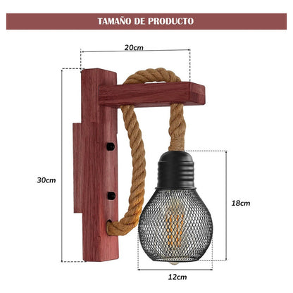 Aplique Muro Exterior Madera Vintage Rustica Farol Retro Sog