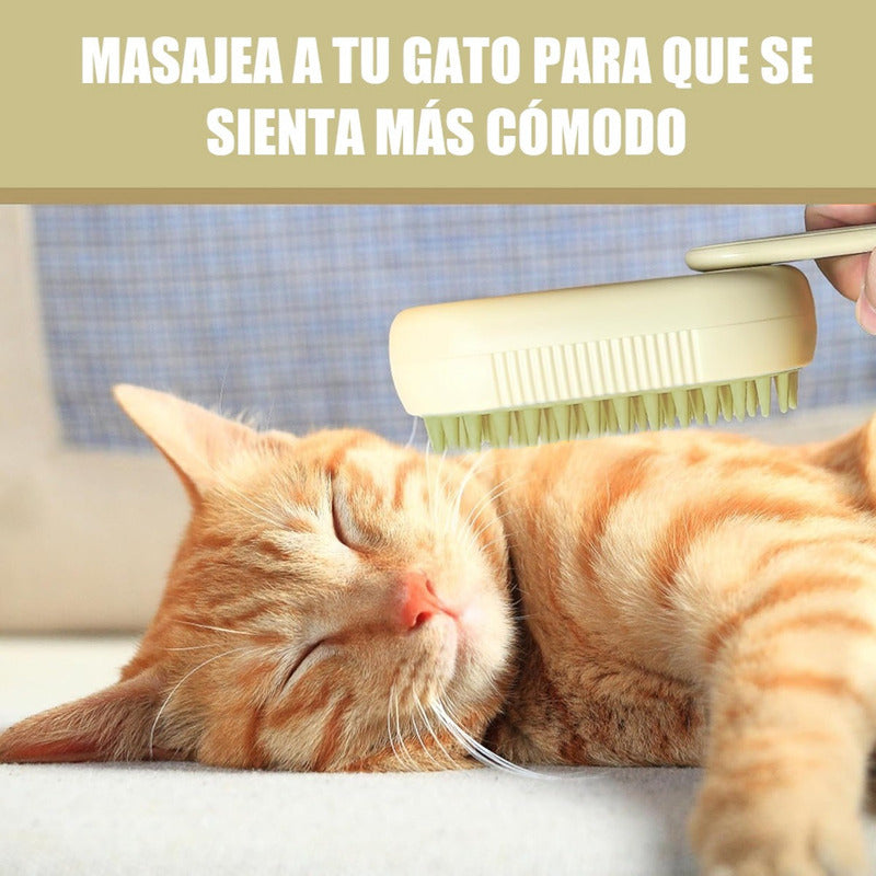 Cepillo Vapor Gato Quita Pelos Mascotas Peine Masajeador