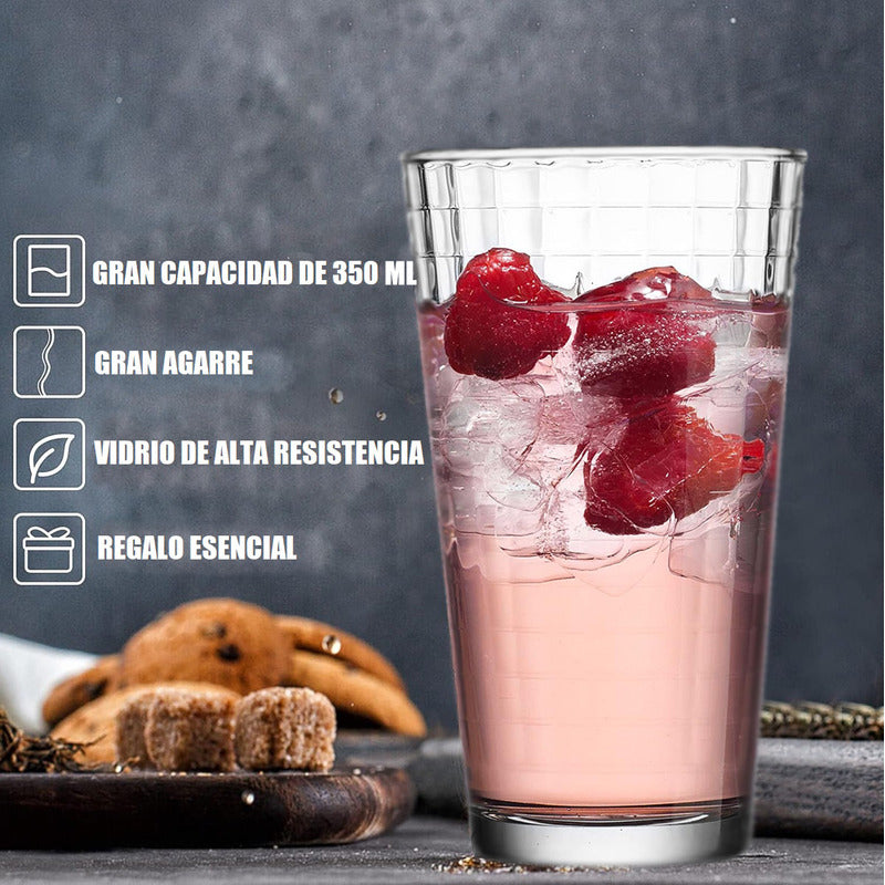 Set 12 Vasos De Vidrio Vaso Vidrio Jugo Juego De Vasos 350ml