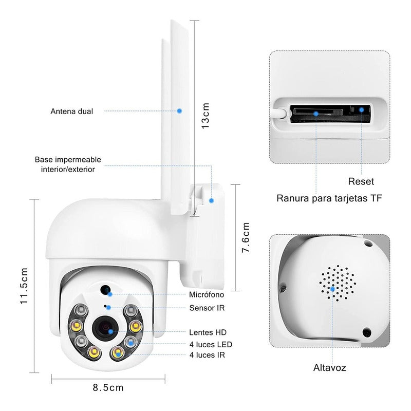 Cámara Seguridad Wifi Cámara Ip Infrarrojo 1080p Impermeable