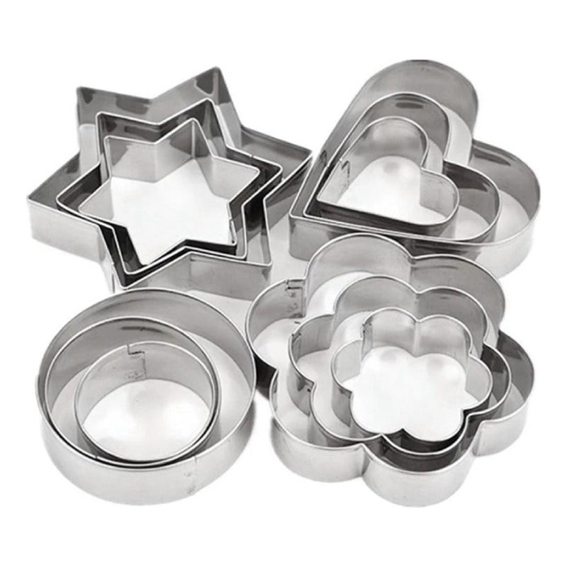Kit De 12 Moldes Cortadores De Masa Para Moldes De Galletas De Acero Inoxidable