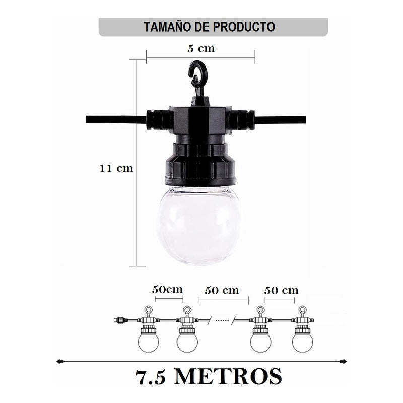 Guirnalda Luces Vintage Solares Cascada Luces Solar 7.5m