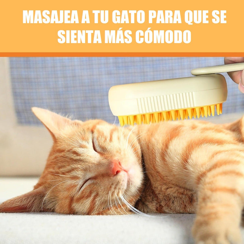 Cepillo Vapor Gato Quita Pelos Mascotas Peine Masajeador