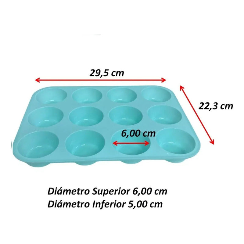 Pack X2 Molde Cupcakes Molde De Silicona 12 Cup Molde Muffin