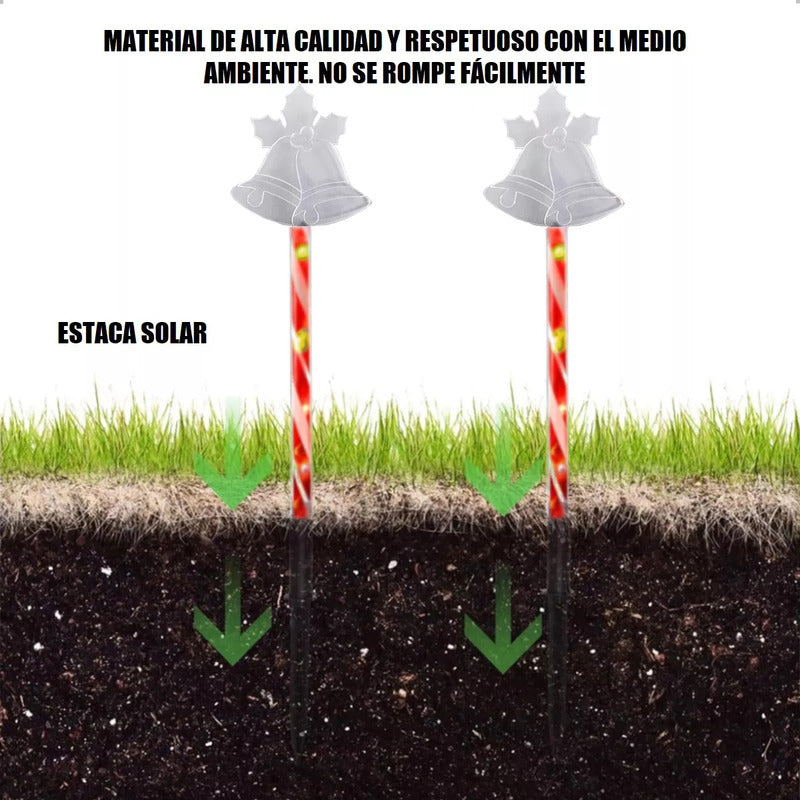 Pack X10 Luces Navideñas Solares Campana Calida Pack Luces Navidad Exterior Solares X10 Pack X10 Estaca Navieña Campana Calida Arcashopping Pack X10 Luces Navideñas Estacas Solares Luces Navidad Solar