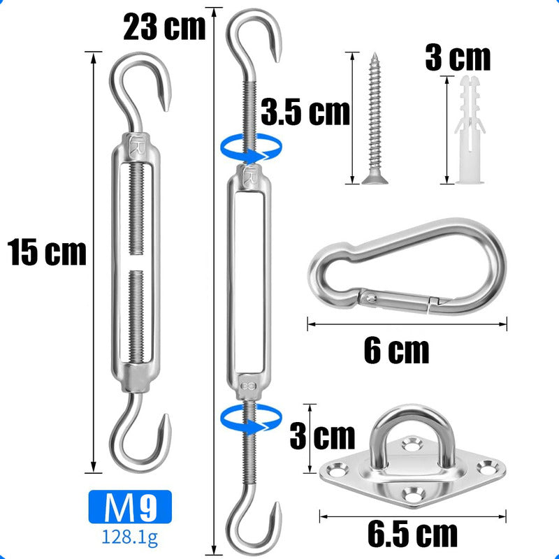 Pack X2 Tensores De Cuerda Alambre Tensor Gancho Para Toldos